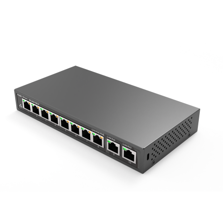 SWITCH 8 ports 100 Mbps + 2 ports de liaison montante 1000 Mbps,8 ports POE/POE+