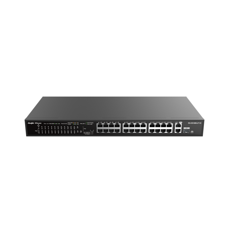 SWITCH 24 ports Base-TX 10/100 Mbps (POE, budget PoE maximum : 370 W), 2* 10/100