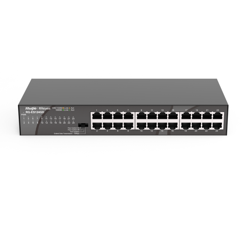 SWITCH EN MÉTAL NON MANAGEABLE AVEC 24 PORTS 10/100/1000 BASE-T REYEE