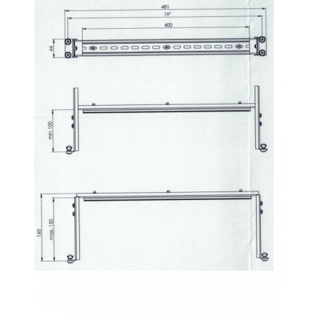 Support 19 Rail DIN Profondeur réglable 100/150mm