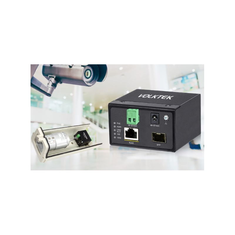 mini convertisseur industriel POE 30w 10/100/1000 vers sfp 12-57 volts dc