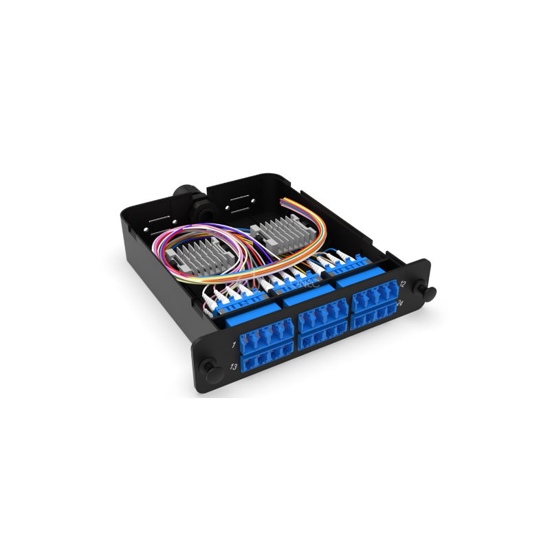 LGX Cassette d’épissure LC 24FO OS2 chargé 24x pigtails LC/UPC NEXCONEC