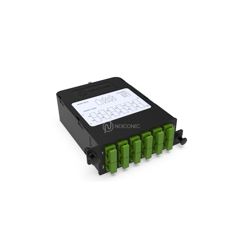 Module HD MPO-SC/APC Elite 12FO SM Vert Pol A/C (1x MPO-12 vers 6x SC Duplex)
