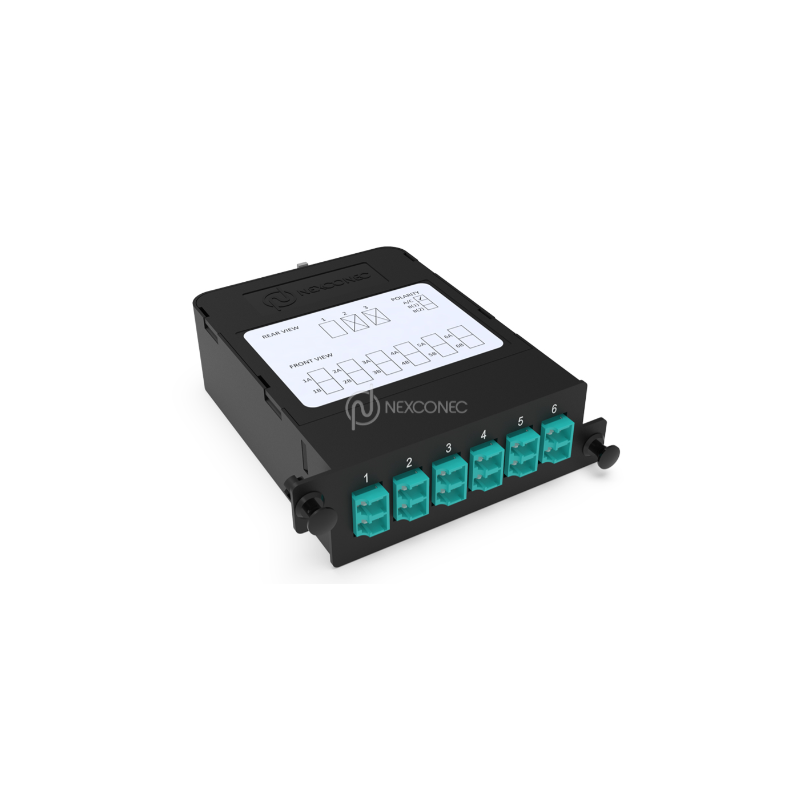 HD Module MPO-LC Elite 12FO Multimode OM3/4 Aqua Pol A/C Shuttered (1x MPO-12 ve