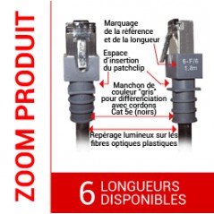 Cordon cuivre Patchsee RJ 45 FTP Cat. 6 LONGUEUR AU CHOIX PATCHSEE Cordons RJ45 PATCHSEE 5,45 €Cordons RJ45 PATCHSEE