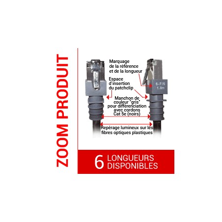 Cordon cuivre Patchsee RJ 45 FTP Cat. 6 LONGUEUR AU CHOIX PATCHSEE Cordons RJ45 PATCHSEE 5,45 €Cordons RJ45 PATCHSEE