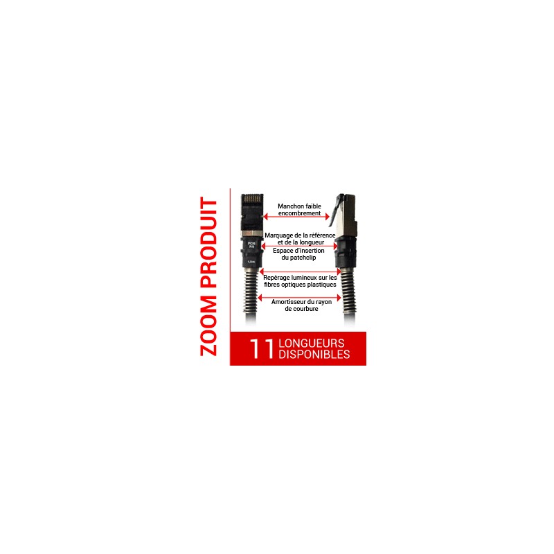 Cordon cuivre Patchsee RJ 45 FTP Cat. 6a 10Gbps LONGUEUR AU CHOIX