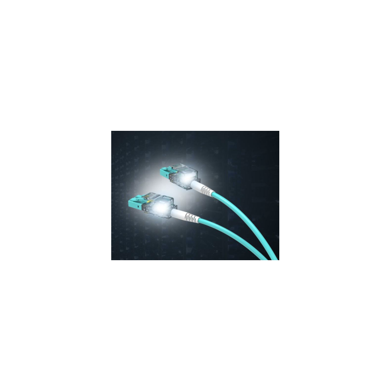 Jarretière optique OM4 LC/LC  tracable led USB C duplex Zipp, turquoise, 2 m