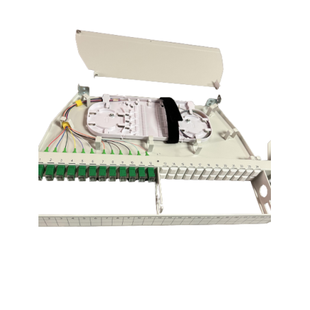 Tiroir optique pivotant équipé de 12 traversées et 12 pigtails SCAPC G657