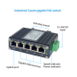 mini Switch industriel 4 ports 10/100/1000 POE at + 1 port 100/1000