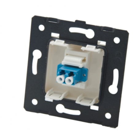 Plastron FIBRE plat 1 port 45 X 45 avec traversée LCDuplex Mono Avec platine