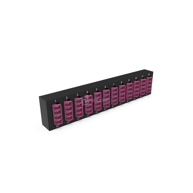 Plaquette d'adaptateurs MP2 12 LC QD Fuchsia (chargée) NEXCONEX