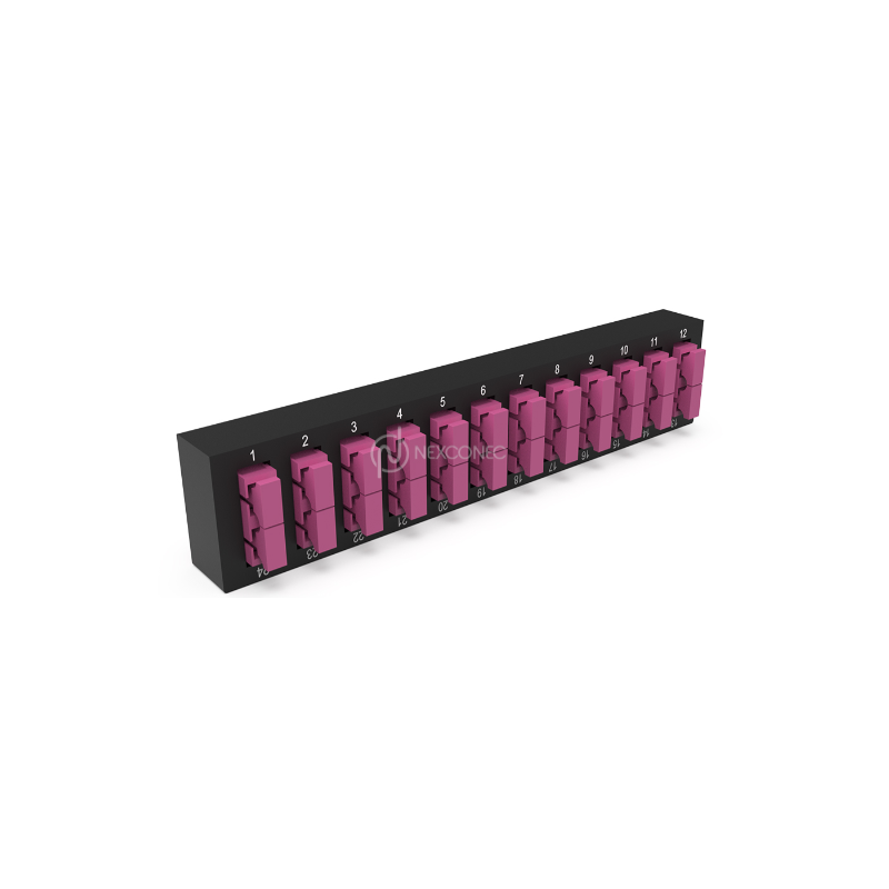 Plaquette d'adaptateurs MP2 12 SC DX Fuchsia (chargée) NEXCONEX