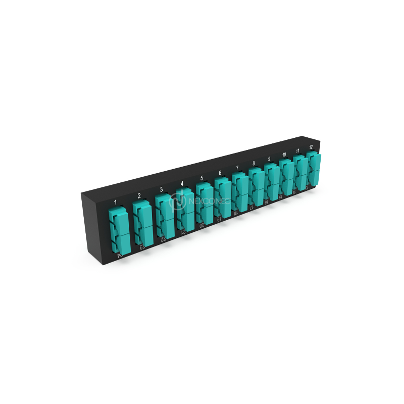 Plaquette d'adaptateurs MP2 12 SC DX Aqua (chargée) NEXCONEX