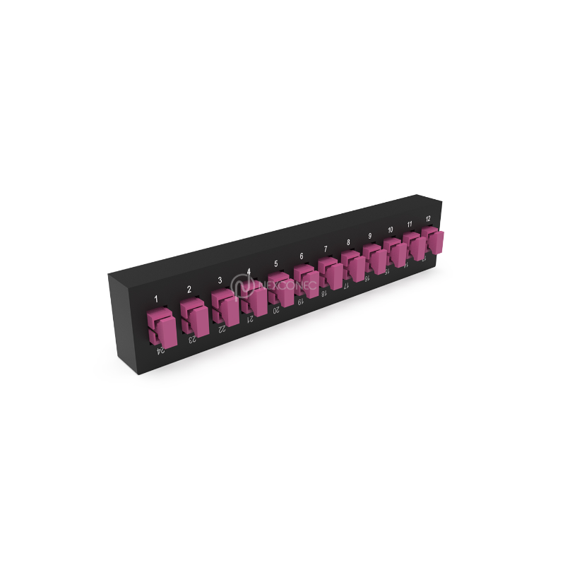 Plaquette d'adaptateurs MP2 12 SC SX Fuchsia (chargée) NEXCONEX