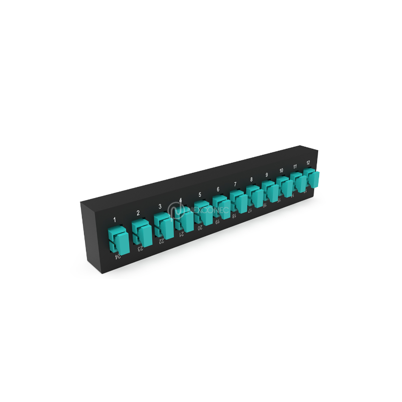 Plaquette d'adaptateurs MP2 12 SC SX Aqua (chargée) NEXCONEX