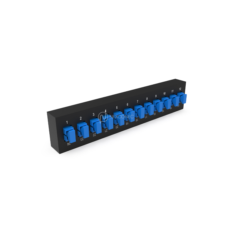 Plaquette d'adaptateurs MP2 12 SC SX Bleu (chargée) NEXCONEX