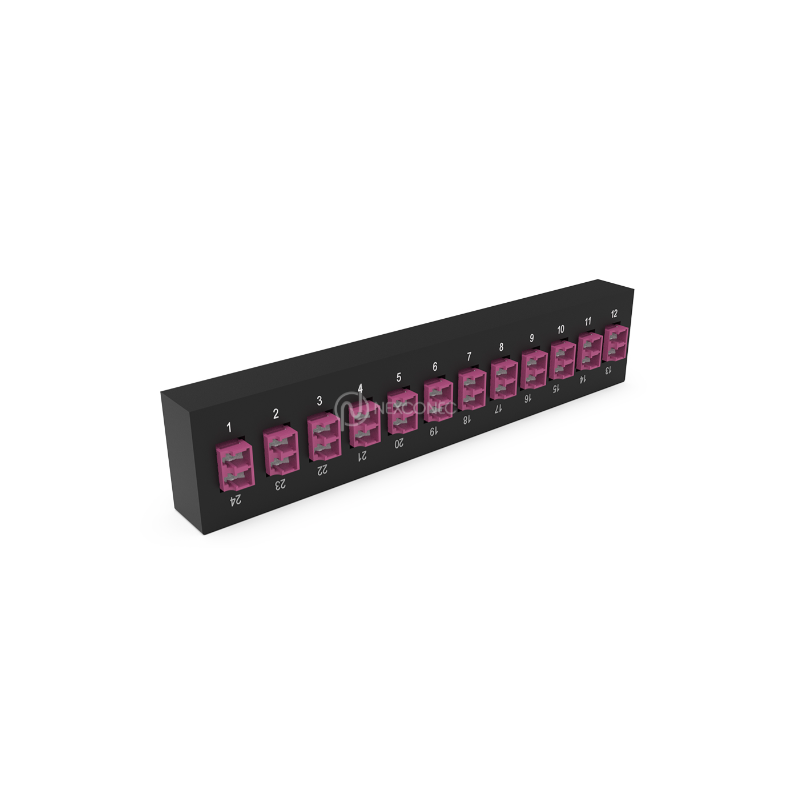 Plaquette d'adaptateurs MP2 12 LC DX Fuchsia (chargée) NEXCONEX  M2P Plateaux Coulissants 21,87 €M2P Plateaux Coulissants