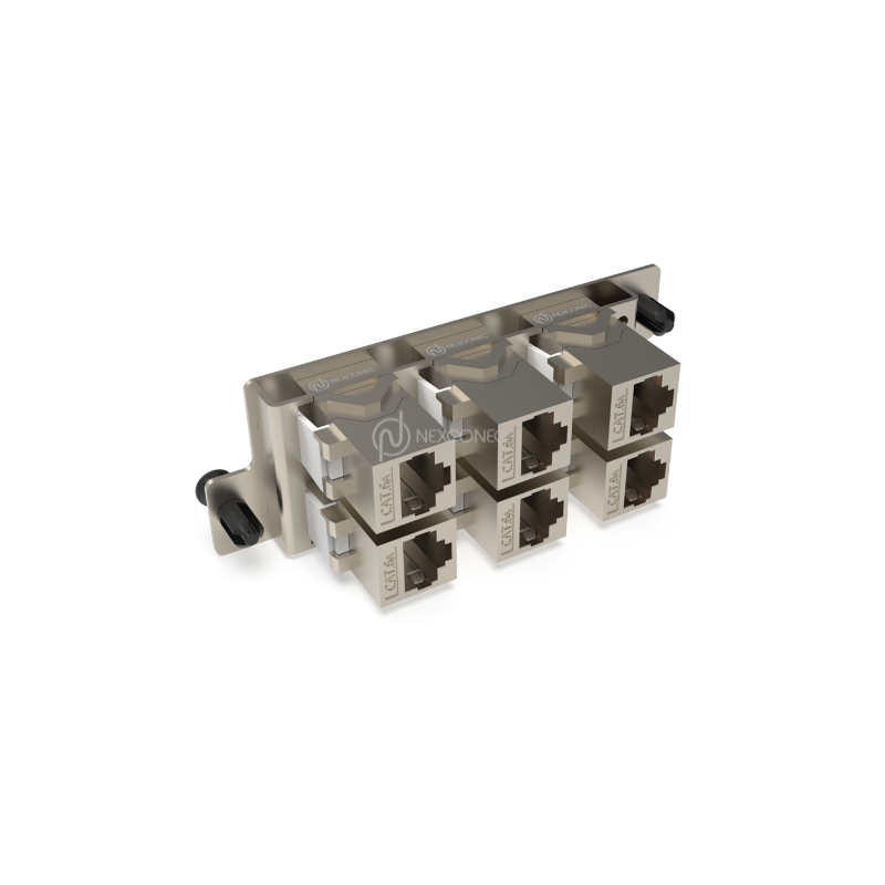 Façade HD 6ports Coupleurs Cat6A F/F NEXCONEX