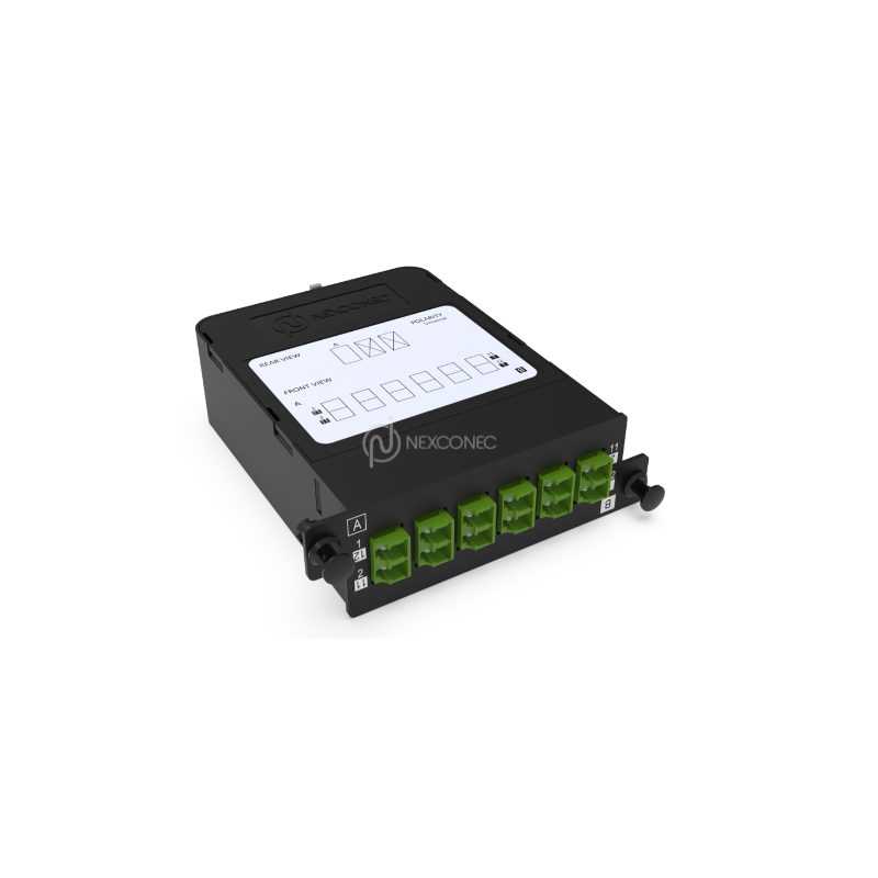 Module Fibre Optique HD MPO-LC/APC Elite 12FO OS2 G657A1 Monomode Vert Pol B Obt