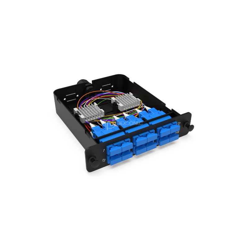 Module d'épissure LGX SC 12FO SM bleu chargé 12x tresses SC/UPC G657A1 600um col