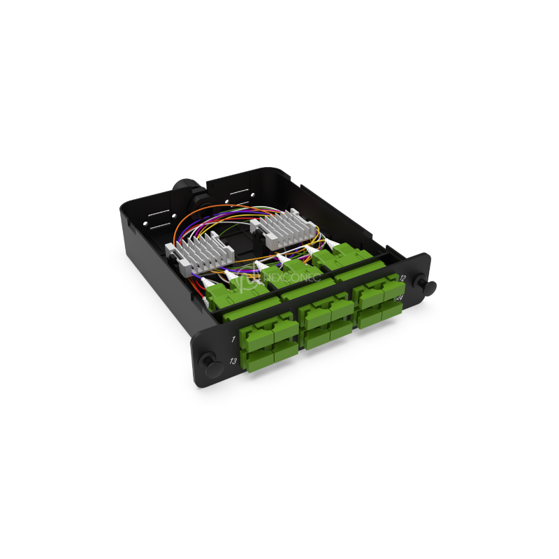 Module d'épissure LGX SC/APC 12FO SM vert chargé 12x tresses SC/APC G657A1 NEXCO