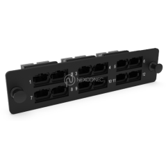 Plaque d'adaptation LGX Pass Thru chargée 12 ports MPO (clé haute/clé basse) NEX  Solution LGX 129,50 €Solution LGX