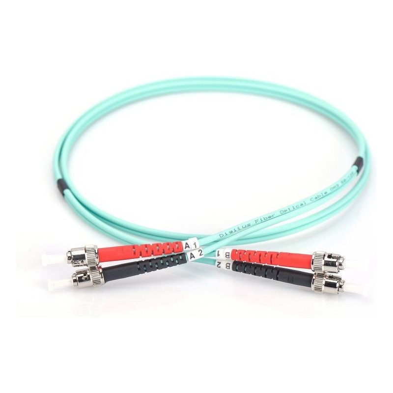 Jarretière optique 50/125 OM3 ST/ST duplex Zipp, turquoise, LONGUEUR A CHOISIR