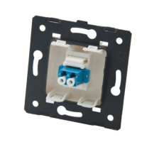 Plastron FIBRE plat 1 port 45 X 45 avec traversée LCDuplex Mono Avec platine
