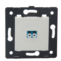Plastron FIBRE plat 1 port 45 X 45 avec traversée LCDuplex Mono Avec platine