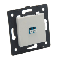 Plastron FIBRE plat 1 port 45 X 45 avec traversée LCDuplex Mono Avec platine