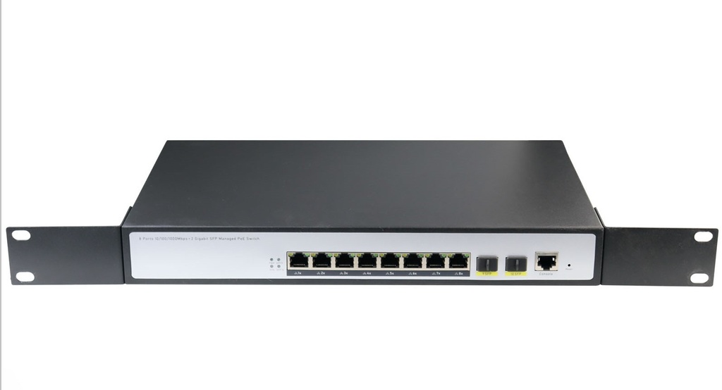 Switch PoE+ at géré 8 ports 10/100/1000 Mbps avec 2 Ports Gigabit SFP alim 120 W