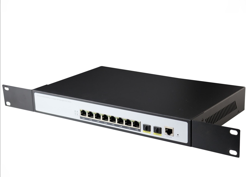 Switch PoE+ at géré 8 ports 10/100/1000 Mbps avec 2 Ports Gigabit SFP alim 120 W