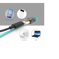 Jarretière optique OM4 LC/LC  tracable led USB C duplex Zipp, turquoise, 1 m