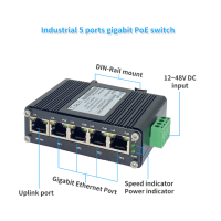 mini Switch industriel 4 ports 10/100/1000 POE at + 1 port 100/1000