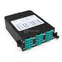 Module HD MPO-LC Elite 24FO MM OM3/4 Aqua Pol B, avec volet (2x MPO-12 vers 6x L