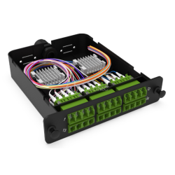 Module d'épissure LGX LC/APC 24FO SM vert chargé 24x tresses LC/APC G657A1 obtur