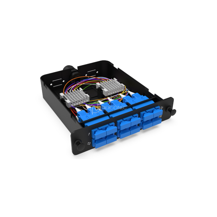 Module d'épissure LGX SC 12FO SM bleu chargé 12x tresses SC/UPC G657A1 600um col