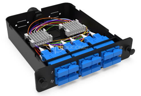 Module d'épissure LGX SC 12FO SM bleu chargé 12x tresses SC/UPC G657A1 600um col