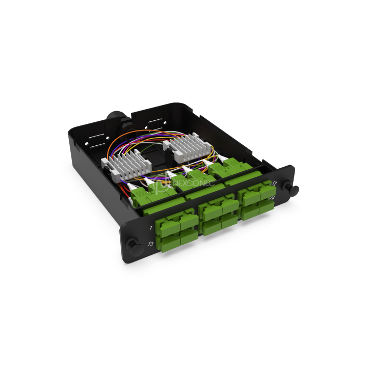 Module d'épissure LGX SC/APC 12FO SM vert chargé 12x tresses SC/APC G657A1 NEXCO