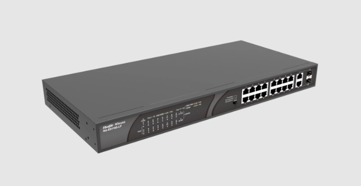   Switch non géré 16 ports à 100 Mbps + 2 ports combo RJ45/SFP Gigabit, 16 ports