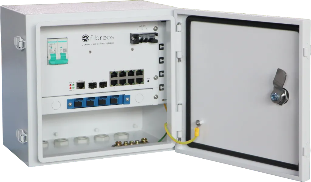 FIBREOS R-AC - Coffret acier — Switch PoE 8 ports manageable L2