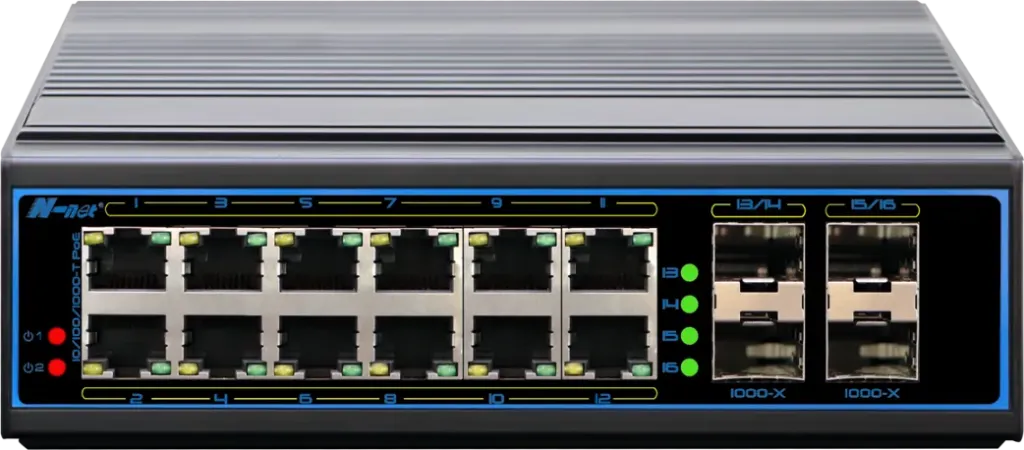 SWICTH INDUSTRIEL L3 12 PORTS 10/100/1000 POE + 4 PORTS SFP 1000 managé L3