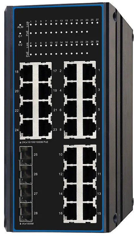 SWITCH INDUSTRIEL L3 24 PORTS POE 30 W 10/100/1000 + 4PORTS SFP+ 10G