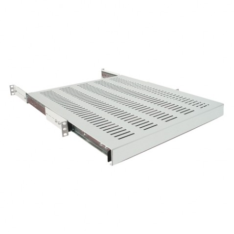 Étagère coulissante 1U 4 montants 19" prof. 600 mm Noire (baie prof.800)