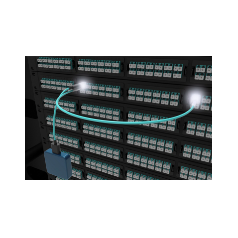 Jarretière optique OM3 LC/LC  tracable led USB C duplex Zipp, turquoise, 2 m
