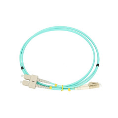 Jarretière optique OM3 LC/SC duplex Zipp, turquoise, 25 m