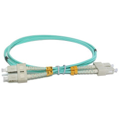Jarretière optique OM3 SC/SC duplex Zipp, turquoise, 25 m