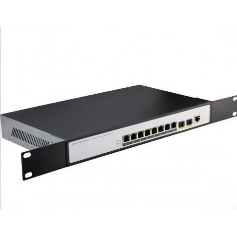Switch PoE+ at géré 8 ports 10/100/1000 Mbps avec 2 Ports Gigabit SFP alim 120 W