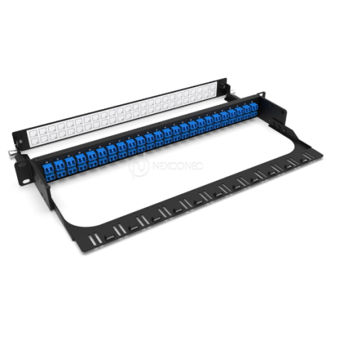Tiroir de brassage 1U 19" , 72 Fibres Monomode (36 Adaptateurs LC Duplex Bleu)